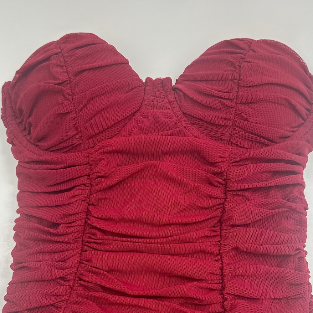 Fashion Nova Elegant Red Strapless Dress